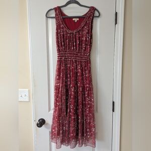 Floral Red Sleeveless Dress